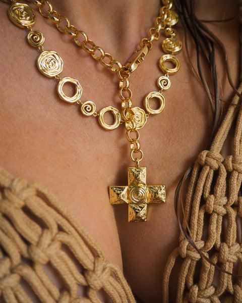 Allie Padlock Link Necklace in Rose Gold Plating