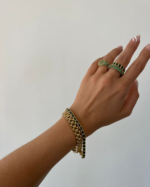 Pave Amalfi Ring- Emerald Green- Gold | Luv Aj