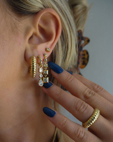 Pyramid Drop Studs- Gold | Luv Aj