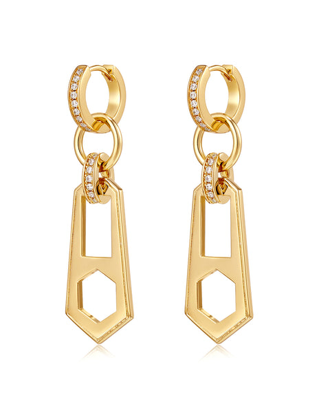 Orecchini Luv AJ - Zipper Hoops HOL22-E-ZH-G Golden - Orecchini