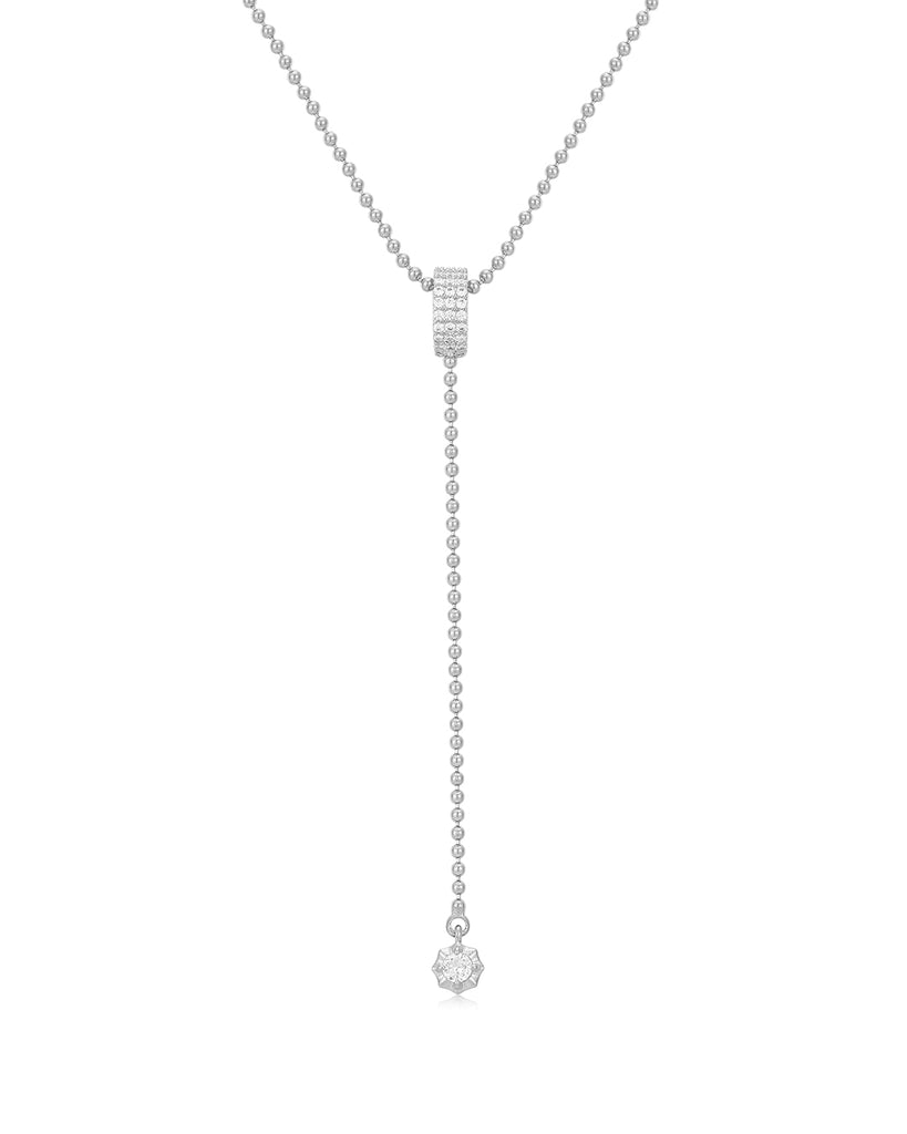 Ball Chain Lariat- Silver