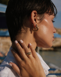 The Mini Ridged Amalfi Hinge Hoops view 2