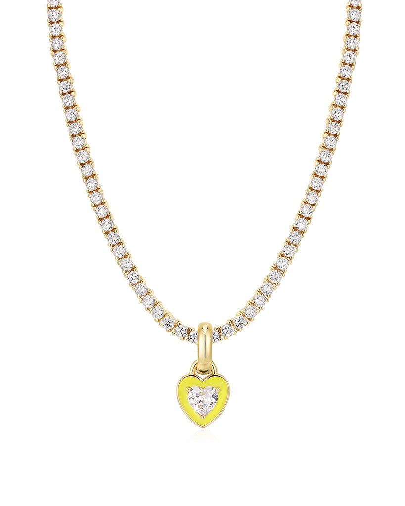 Neon Yellow Heart necklace