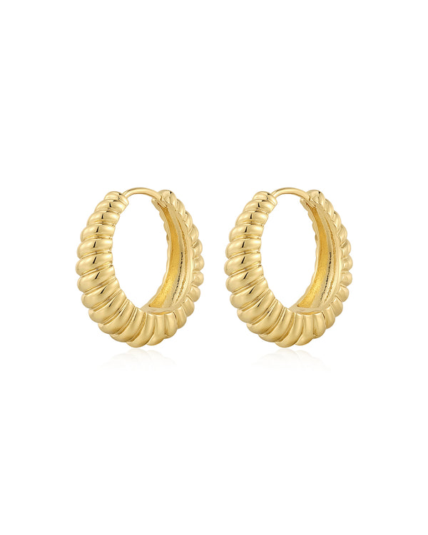 Ridged Marbella Hoops- Gold | Luv Aj