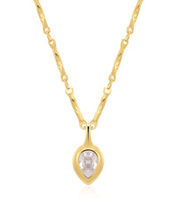 The Pear Double Bezel Charm Necklace