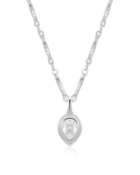 The Pear Double Bezel Charm Necklace