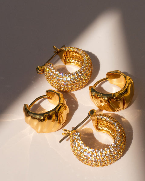 Luv AJ Ballier Huggies Gold-Plated Crystal Earrings
