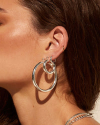 Baby Amalfi Tube Hoops- Silver view 2