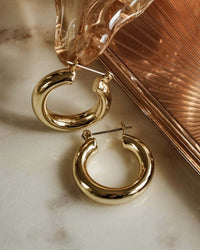 Baby Amalfi Tube Hoops- Gold view 2