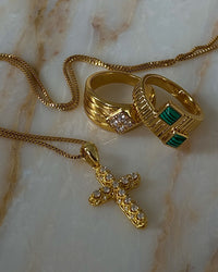 Coco Cross Necklace- Gold View 5