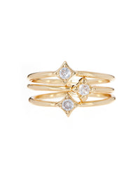 Bezel Charm Ring Set- Gold View 1