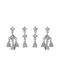 Bezel Charm Studs Set- Silver