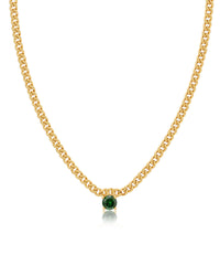 Bardot Stud Necklace- Emerald Green- Gold