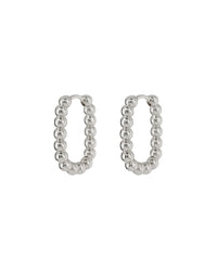 Beaded Chain Link Huggies- Silver View 1