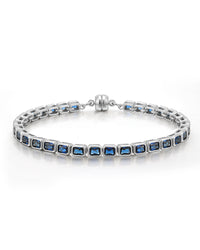 Bezel Emerald Ballier Bracelet- Blue Sapphire- Silver