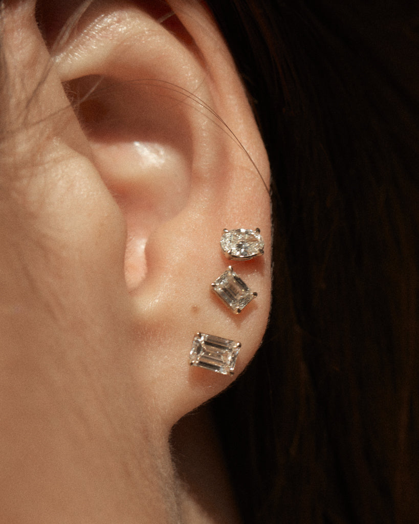 Emerald cut deals solitaire earrings