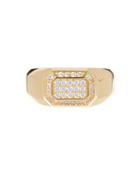 Faceted Diamond Signet Ring- Gold View 1