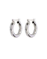 Hammered Baby Amalfi Hoops- Silver View 1