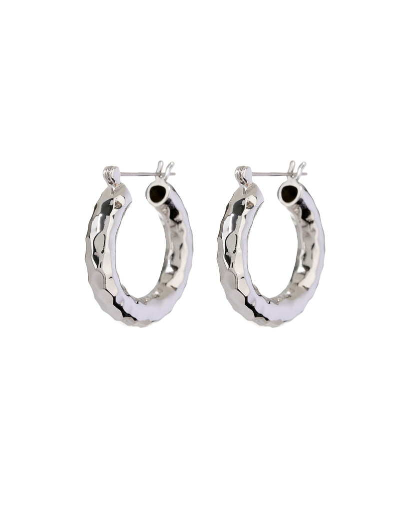 Enamel Hammered Hoop Earrings