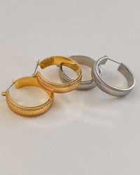 The Wavey Snake Chain Hoops- Silver View 2