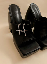 The Baguette Cross Earrings- Silver view 2