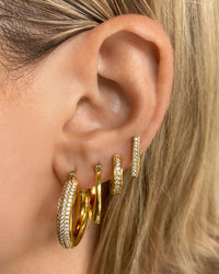 Pave Stripe Baby Amalfi Hoops- Gold View 2