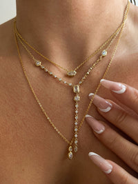 Stellar Bezel Charm Necklace Set- Gold View 5