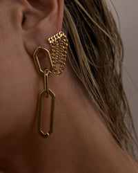 The Slash Chain Studs- Gold View 4