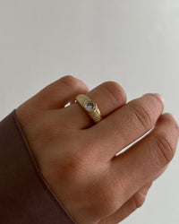 Round Ridged Pyramid Cigar Ring- Gold View 4