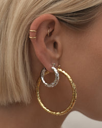 Hammered Amalfi Hoops- Silver View 2