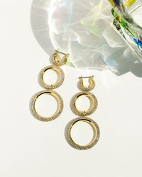 Triple Pave Hoops- Gold View 3