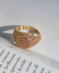 Pave Signet Ring- Pink- Silver view 2