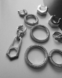 Triple Pave Hoops- Silver View 3