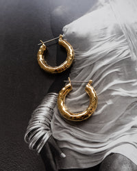 Hammered Baby Amalfi Hoops- Gold View 3