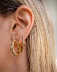 Pave Coco Hinge Hoops- Gold View 6