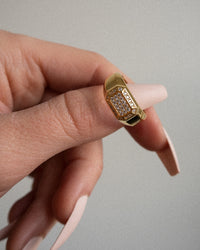 Faceted Diamond Signet Ring- Gold View 5