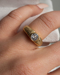 Round Ridged Pyramid Cigar Ring- Gold view 2