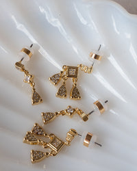 Bezel Charm Studs Set- Gold View 3