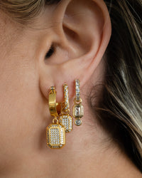 Faceted Diamond Statement Hoops- Gold View 4