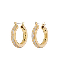 Pave Stripe Baby Amalfi Hoops- Gold