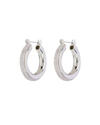 Pave Stripe Baby Amalfi Hoops- Silver View 1