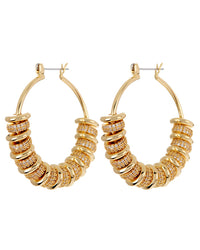 Pave Washer Hoops- Gold