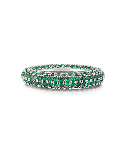 Pave Amalfi Ring- Emerald Green- Silver | Luv Aj