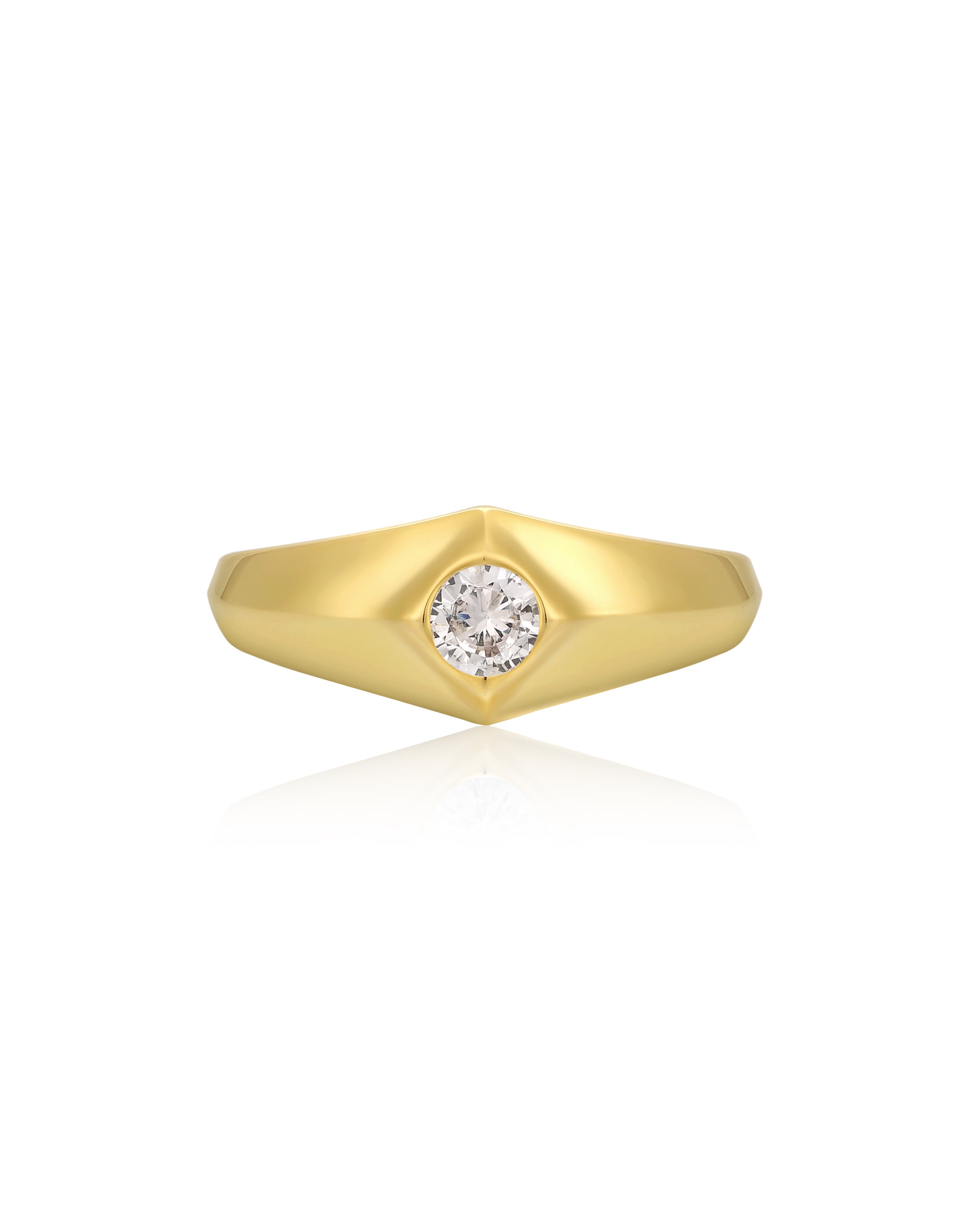 Pyramid Stud Signet Ring- Gold | Luv Aj