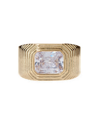 Ridged Pyramid Cigar Ring- Gold View 1