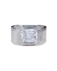 Ridged Pyramid Cigar Ring- Silver View 1