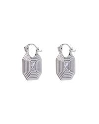 Ridged Pyramid Pendant Earrings- Silver