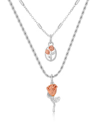 Rosa Double Charm Necklace- Silver View 1