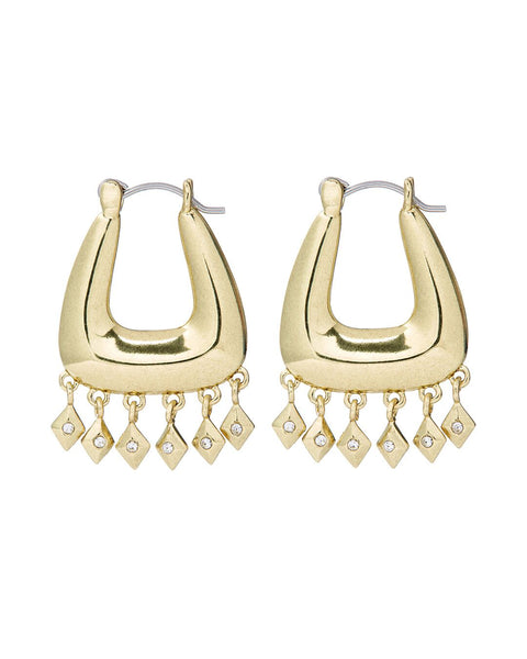 Diamond Kite Fringe Hoops- Gold | Luv Aj